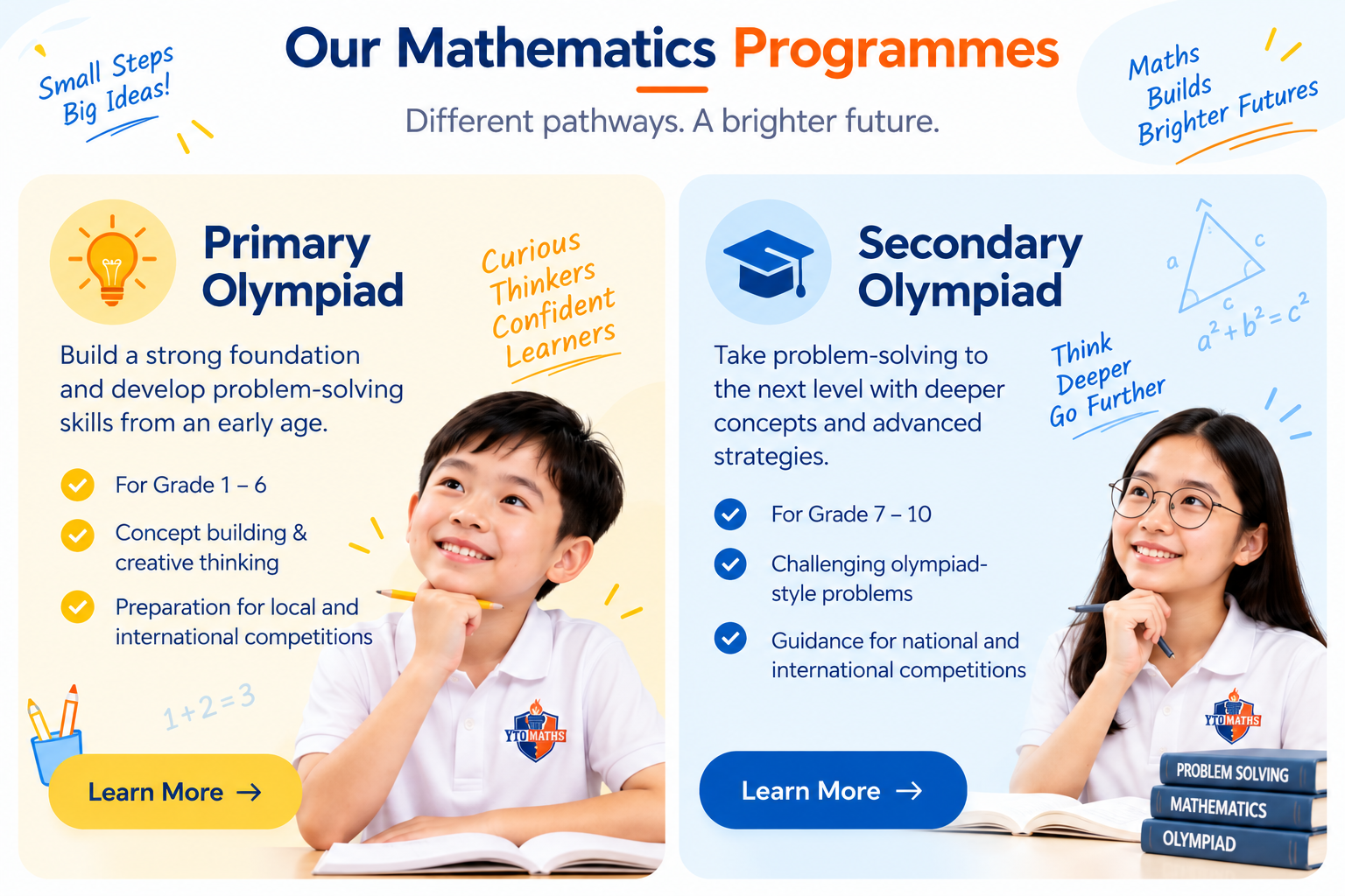 YTO Maths Centre Primary Olympiad and Secondary Olympiad programmes